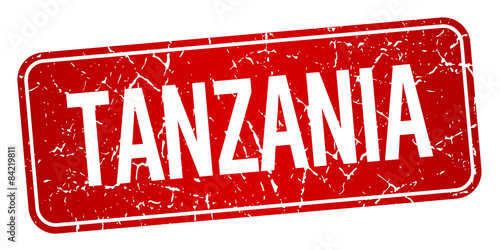 Tanzania red stamp isolated on white background