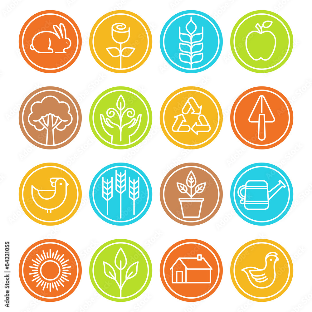 Vector farm and agriculture signs and symbols in trendy linear s Vector farm and agriculture signs and symbols in trendy linear s