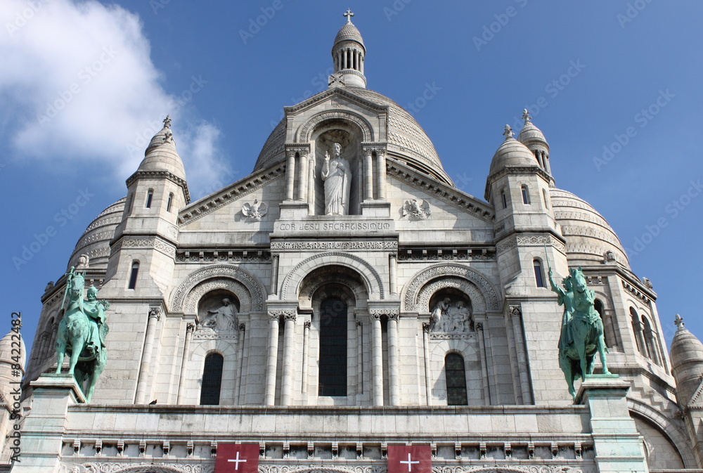 Facade of the Basilica of the Sacre Coeur in Paris, France
