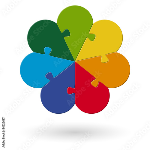 round flower puzzle colored