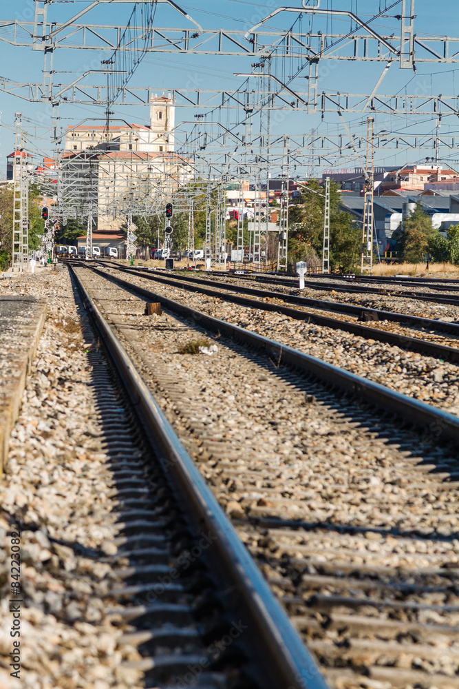 Fototapeta premium train tracks near the station
