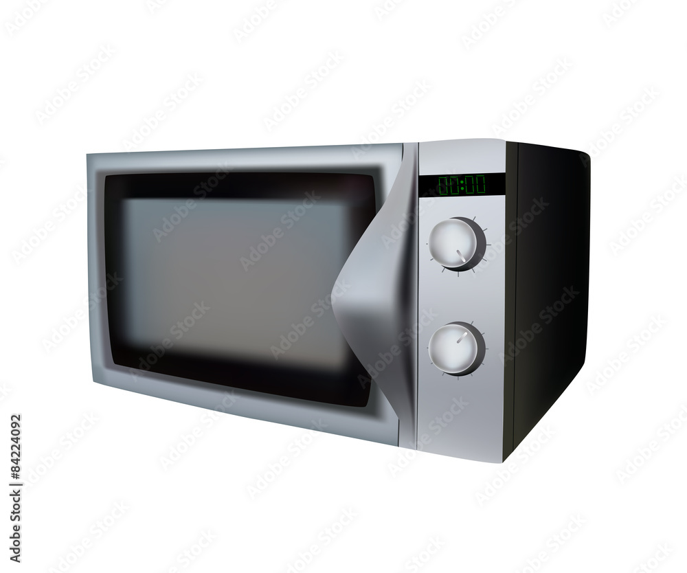 Silver microwave oven on a white background vector illustration Silver microwave oven on a white background vector illustration