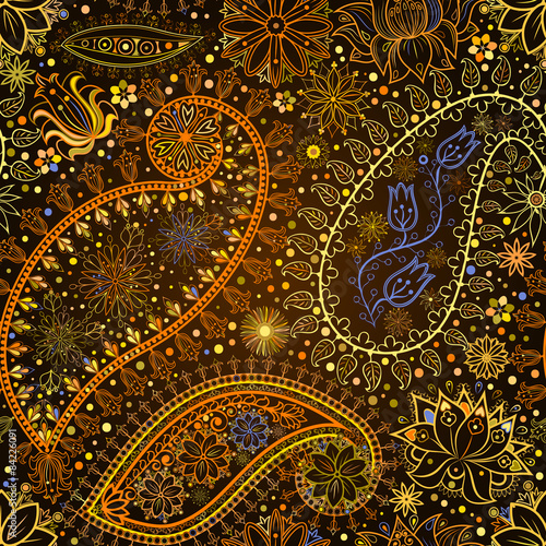 Wallpaper Mural Vintage floral motif ethnic seamless background. Torontodigital.ca