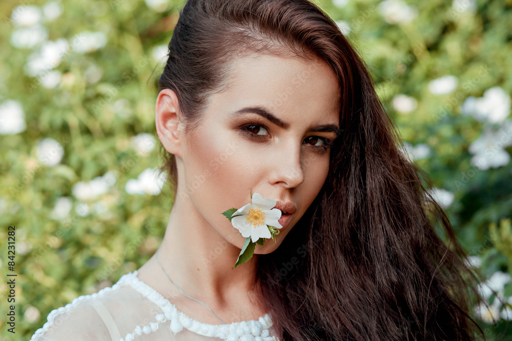 beautiful girl in a white dress on nature beautiful girl in a white dress on nature