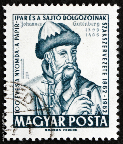 Postage stamp Hungary 1962 Johannes Gutenberg, Printer and Publi