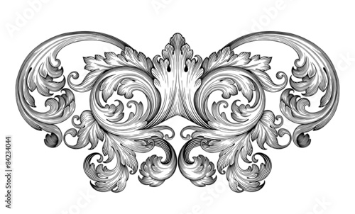 Vintage baroque frame scroll ornament vector