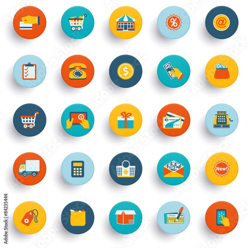 Shopping modern flat color icons.
