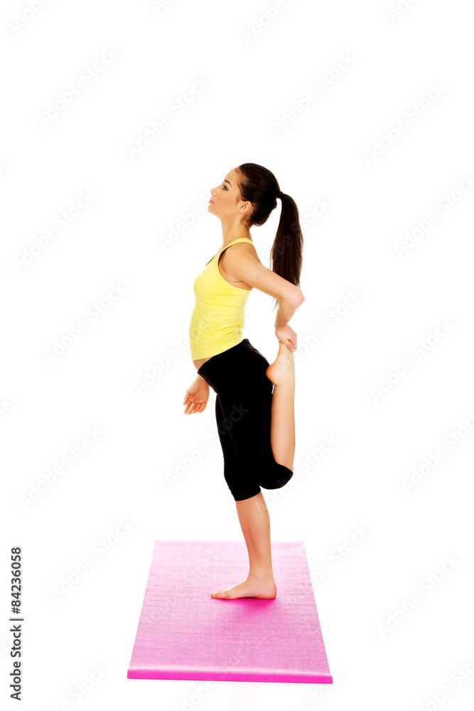 Fitness woman doing stretching exercise. Fitness woman doing stretching exercise.