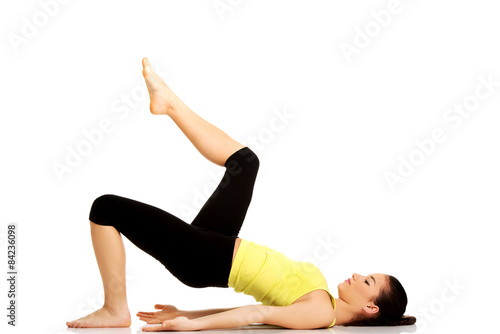 Fitness woman doing fitness exercise.