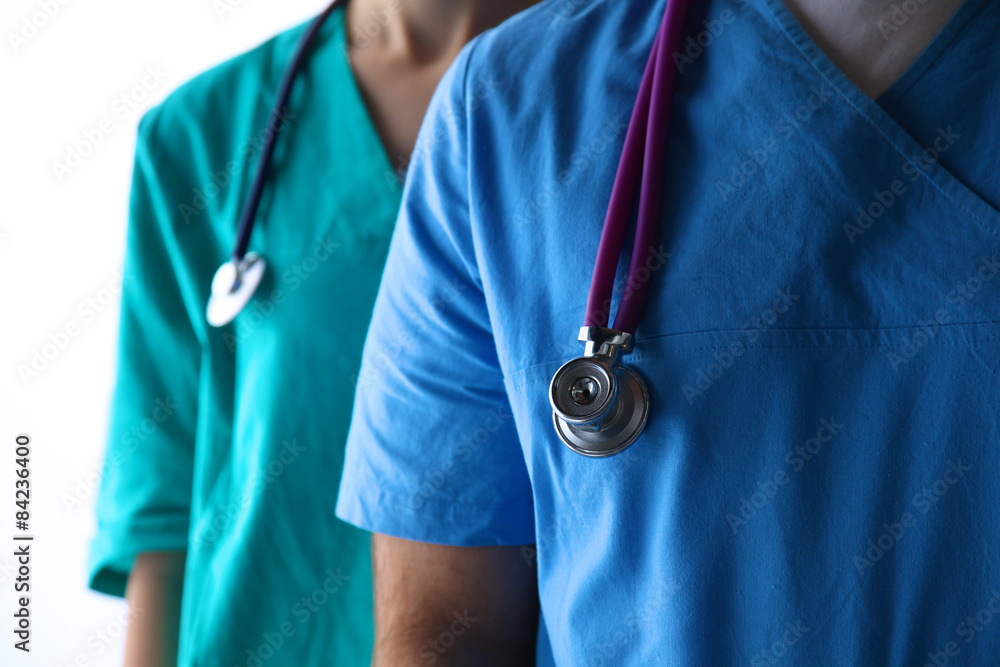 Closeup portrait of a two doctors with stethoscope Closeup portrait of a two doctors with stethoscope