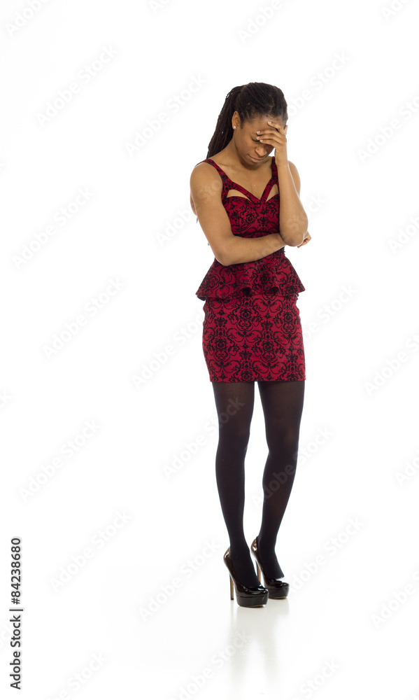 Model hiding face shame Model hiding face shame