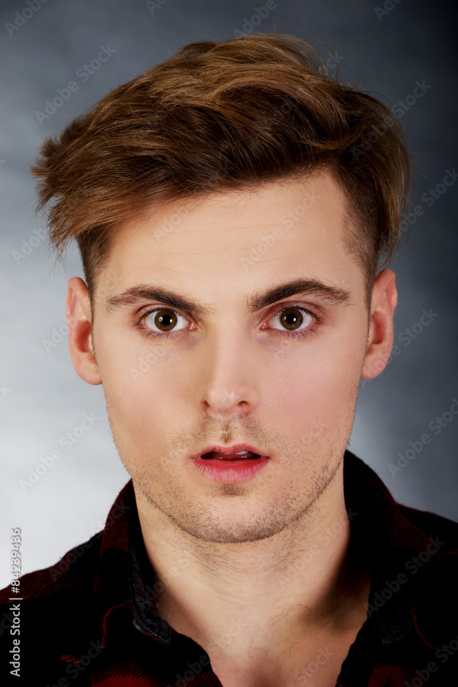 Fototapeta premium Young shocked man.