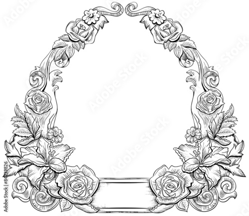 Monochrome floral frame