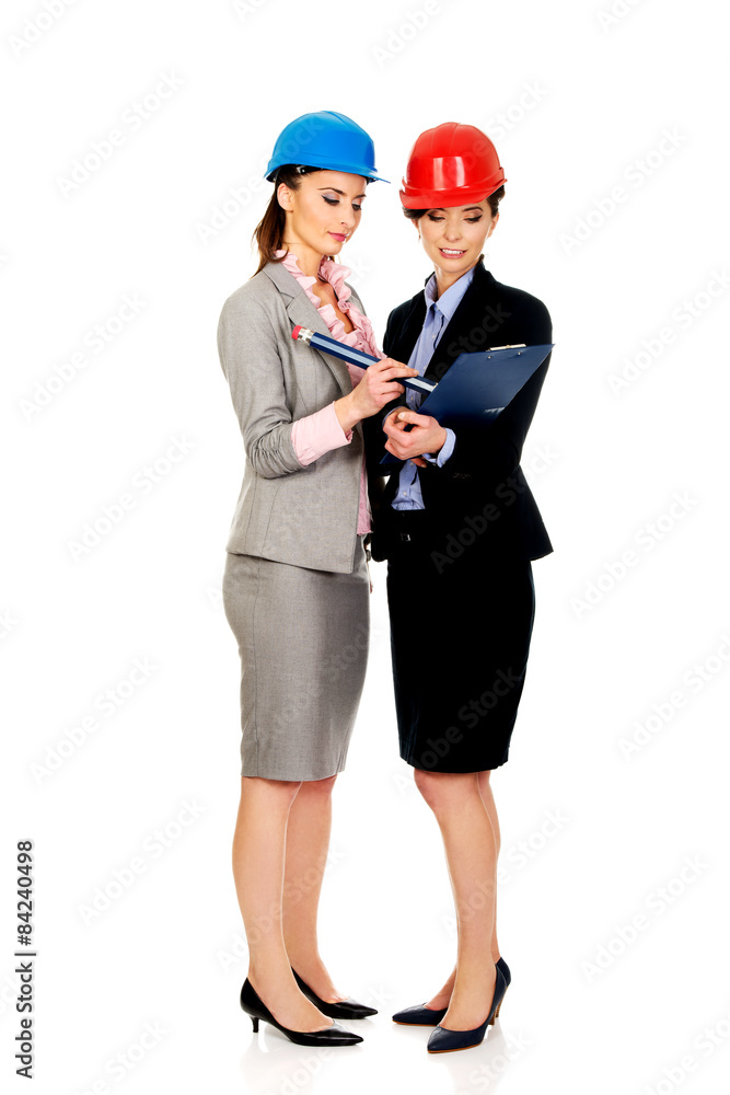 Architect woman signing contract. Architect woman signing contract.