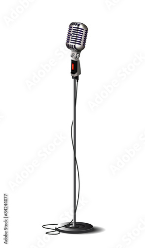 Background with retro microphone on stand.