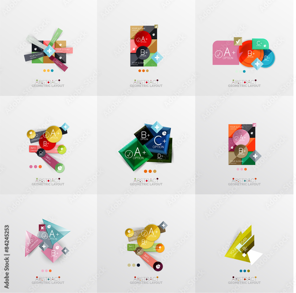 Set of paper graphic layouts Set of paper graphic layouts