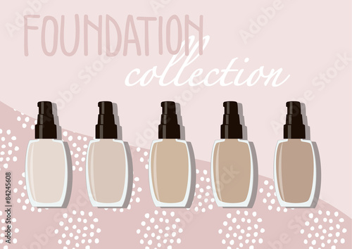 vector illustration of different foundation bottles