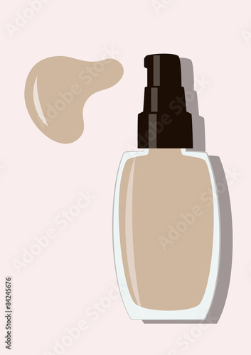 vector illustration of foundation bottle; copy space