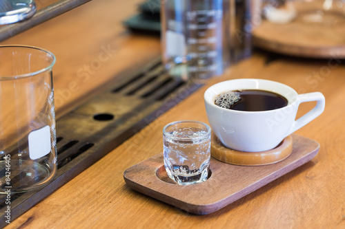 Принти на полотні cup of black coffee drip soda short