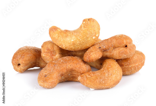 salted cashew nut on white background