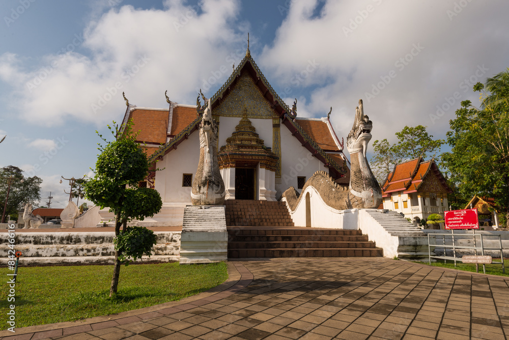 front of wat Phu Mintr temple at Nan province, Thailand