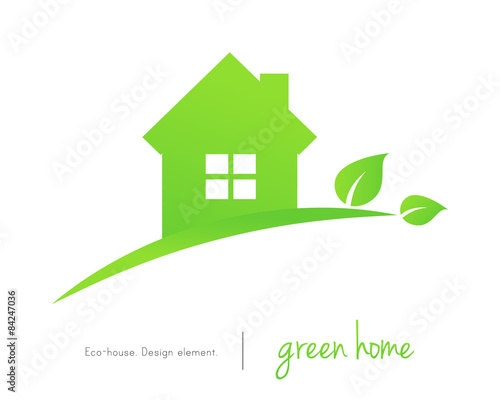 Green home concept with leaves