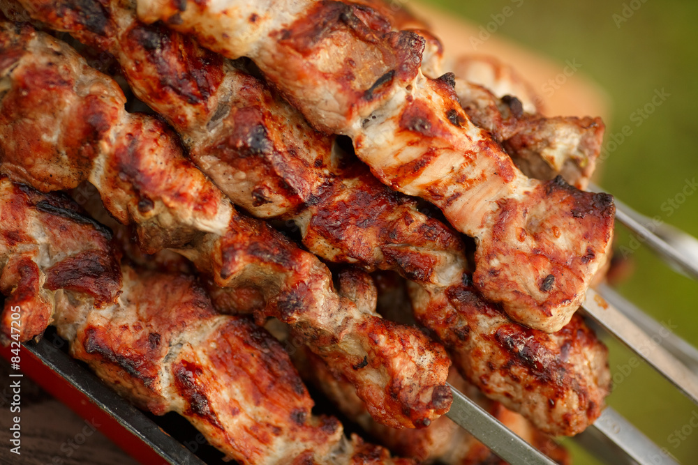 Grilled Barbecue maet pork grill ribs kebabs bbq beef