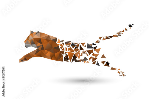 leaping tiger from polygons photo