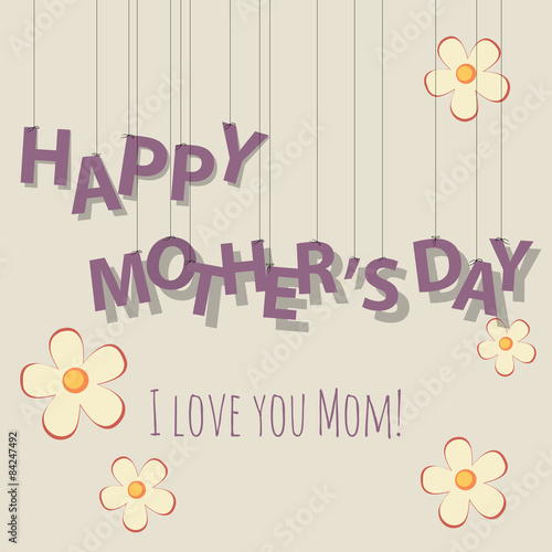 Vintage Mother's Day card with and flowers