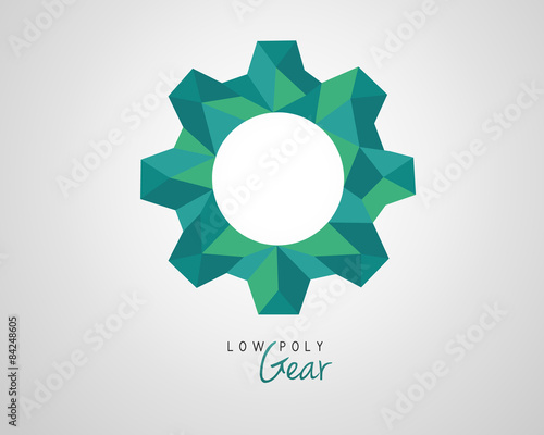 Low poly gear concept as strategy symbol