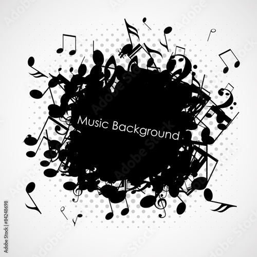 Abstract music background with notes, vector