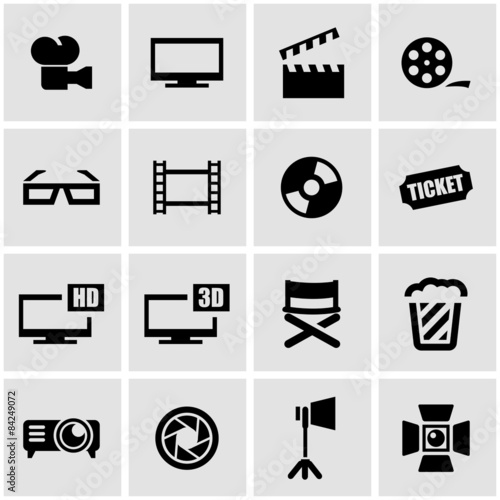 Vector black cinema icon set