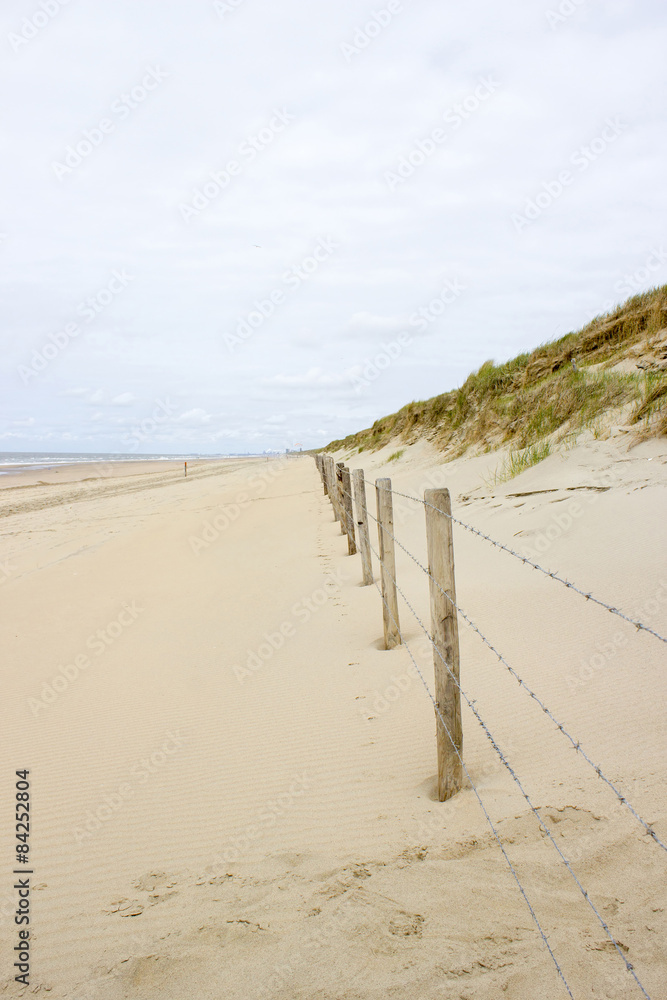 View on the beach and sand dunes in the Netherlands