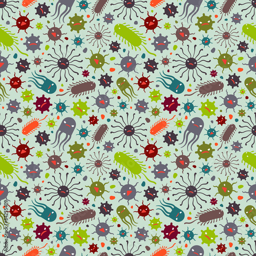 Seamless pattern with the viruses
