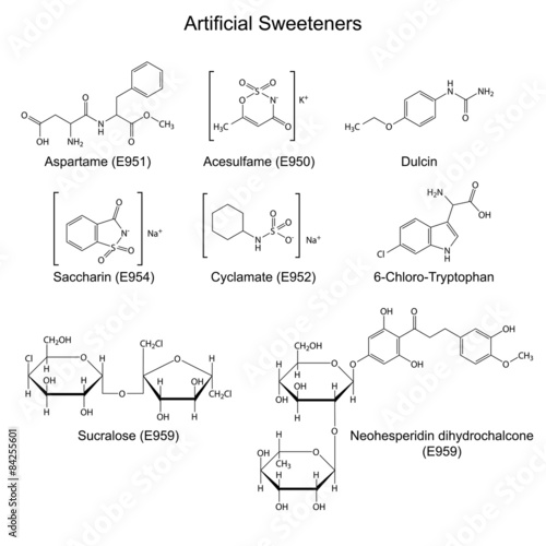Chemical formulas of artificial sweeteners