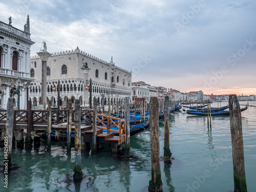 Venice, Italy - 20 May 2105: Gondolas moored on the lagoon. Earl © MarkLG1973