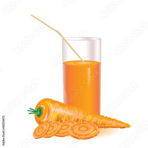 glass of carrot juice with a straw
