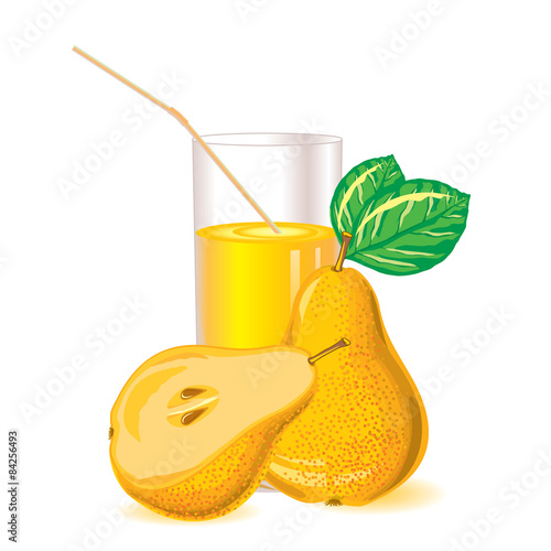 glass of pear juice with a straw