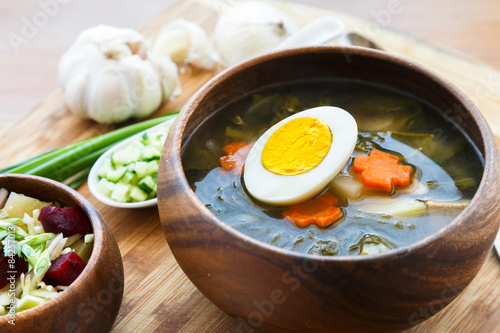 Traditional Russian sorrel soup