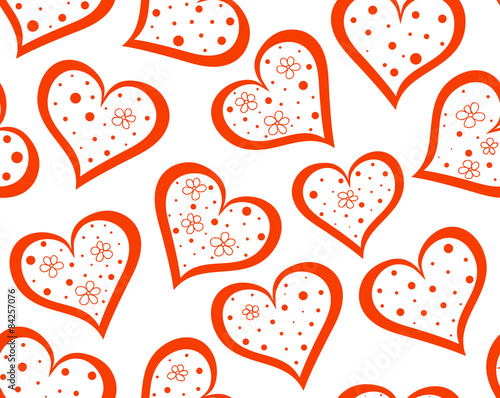 Abstract vector seamless pattern with funny orange hearts