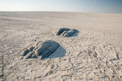 Granite extrusions inside Makgadikgadi Salt Pan.