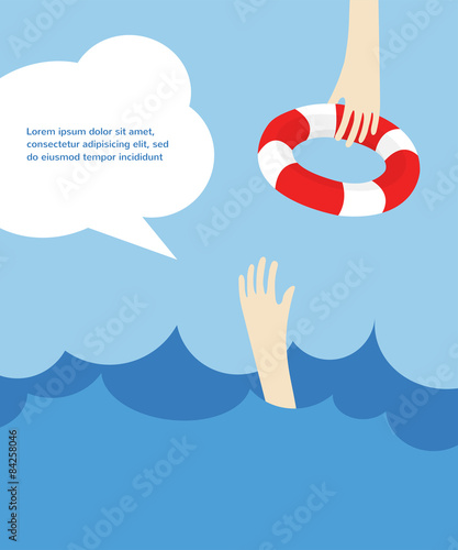 drowning man screaming for help. summer danger