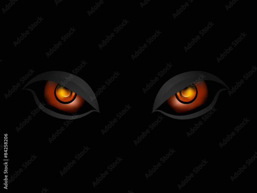 evil eye on black vector background illustration