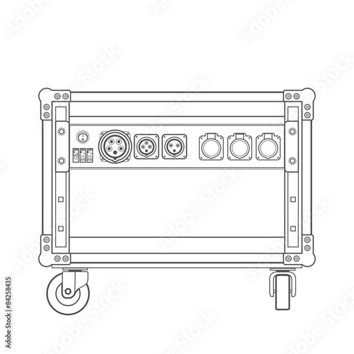 dark contour concert stage rack box power sockets panel illustra