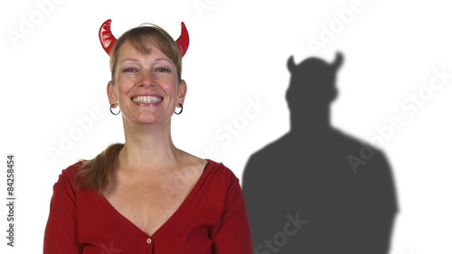 Woman with Devil Man photo