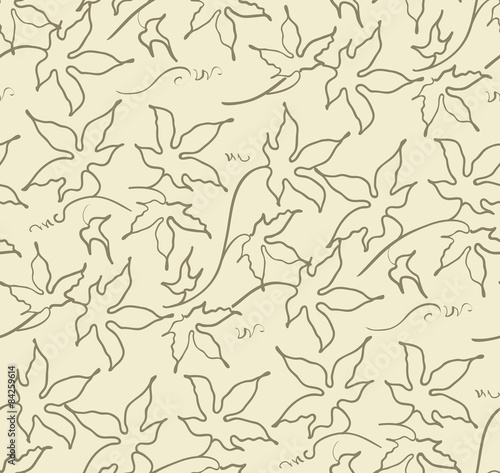 Vintage floral seamless pattern. Classic hand drawn ivy leaves