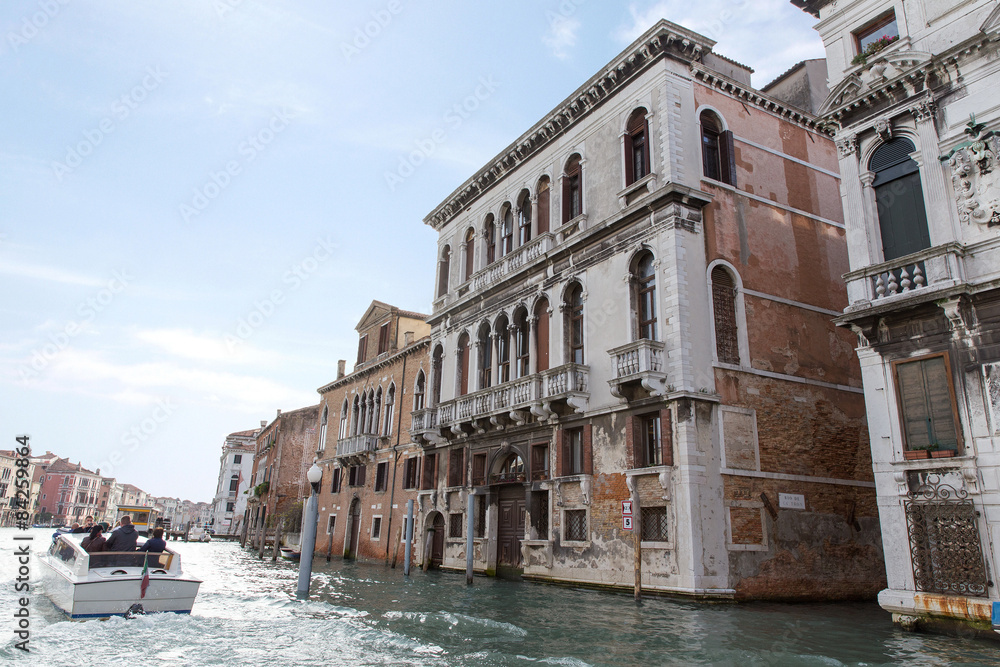 Classic view of Venice with canal and old buildings. Venice