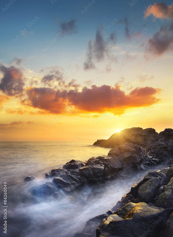 Seascape during sundown. Beautiful natural summer seascape Seascape during sundown. Beautiful natural summer seascape