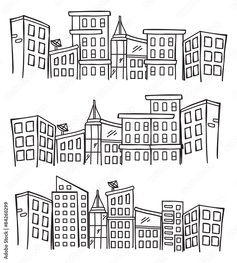 City skylines in doodle style