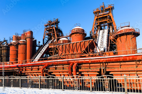 Metallurgical plant on blue sky background